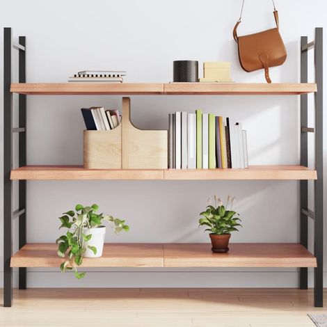 Wandregal Eiche - Wandregal Hellbraun 140x60x(2-4) cm Massivholz Eiche Behandelt (1/5)