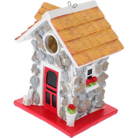 Nichoir Suspendu en Résine pour Jardin et Extérieur, Maison D’Oiseau Décorative en Pierre, Niche D’Oiseau Rustique pour Patio et Parc, Décoration Solide et Résistante (1/5)