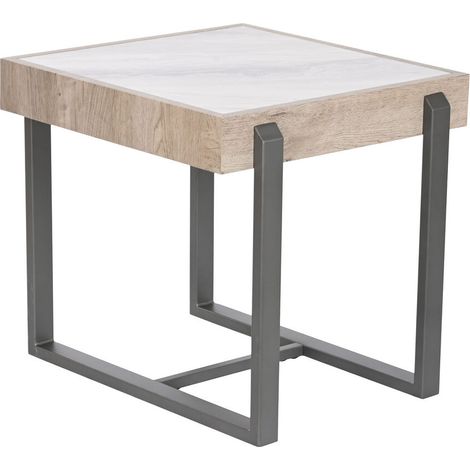 Beistelltisch Home ESPRIT Weiß Grau natürlich Metall 50 x 50 x 50 cm (1/4)