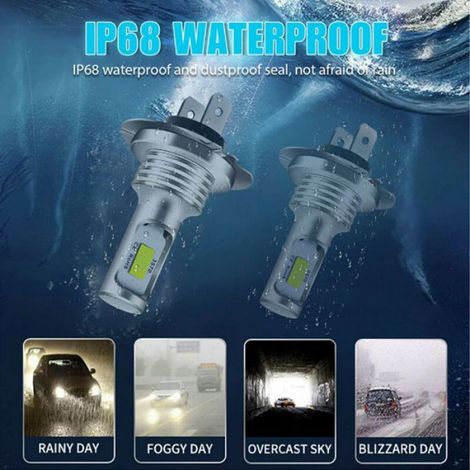 Kit Ampoules H7 - LED 6500K - 80 W - 1000 LM - Pour Feux de Croisement et Antibrouillard - 4 Pièces (1/4)