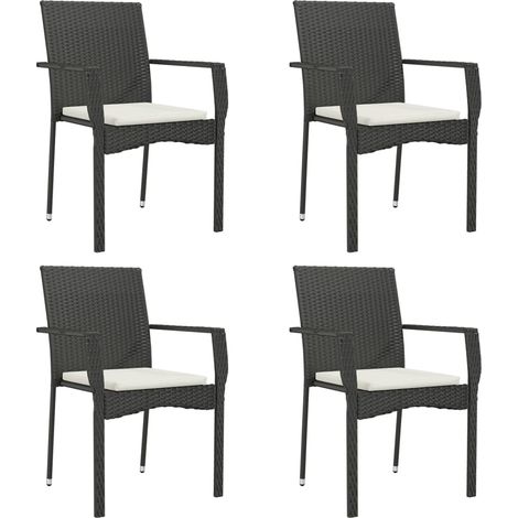 Maison Exclusive - Gartenstühle mit Kissen 4 Stk. Poly Rattan Sch