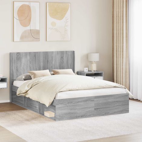 vidaXL Bettgestell mit Stauraum und Kopfteil 2 stk. Holzwerkstoff (1/5)