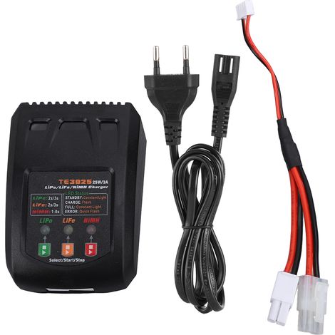 Caricabatterie bilanciatore intelligente da 25 W per batterie LiPo e NiMH da 1 a 8S, ideale per modellini di auto e aerei radiocomandati, spina europea. (1/5)