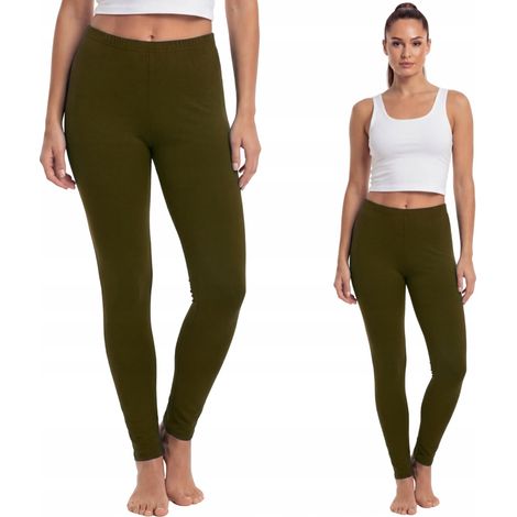 Leggings lunghi in cotone, marca polacca, colore kaki, taglia XXL (1/4)
