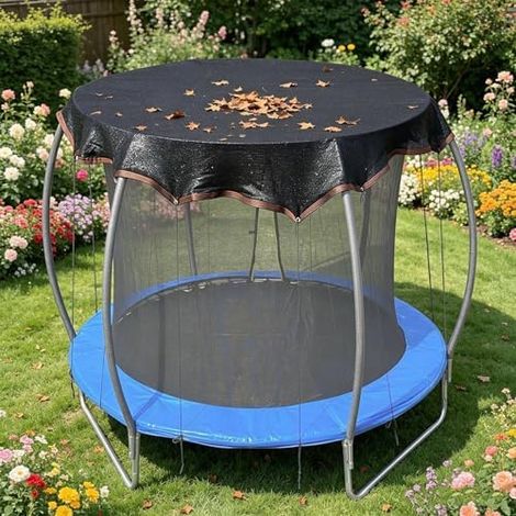 Couverture D'ombrage pour Trampoline – Supérieure Ronde Anti-poussière D'extérieur, Filet Anti-UV avec Corde, Couvertures De Tente Pare-s-oleil Coupe-Vent - (1/5)