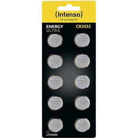 Lot de 10 piles bouton lithium CR2032 – Tension 3V – Capacité 220mAh – Durabilité 5 ans – Pour appareils photo, télécommandes – Intenso