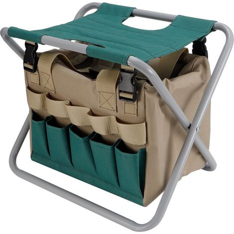 Chaise de tabouret de jardin pliante Portable multifonction avec sac à outils pour fournitures de Camping en plein air (1/5)
