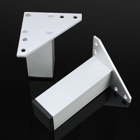 Lot de 4 pieds de meuble en résine ABS (10 cm) - vis incluses, pour tables - Pieds blancs placards DIY, meubles de salle de bain, blanc (1/5)