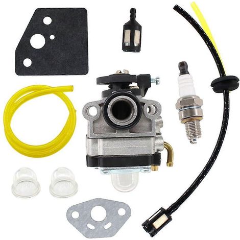 Kit carburateur pour débroussailleuse Ryobi 4 temps S430 : bougie d'allumage, poire d'amorçage, durite d'essence et filtre. (1/5)