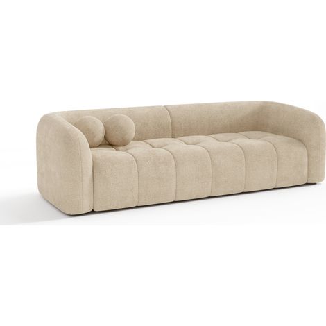 Canapé 3 places en velours texturé beige HAUSSMANN