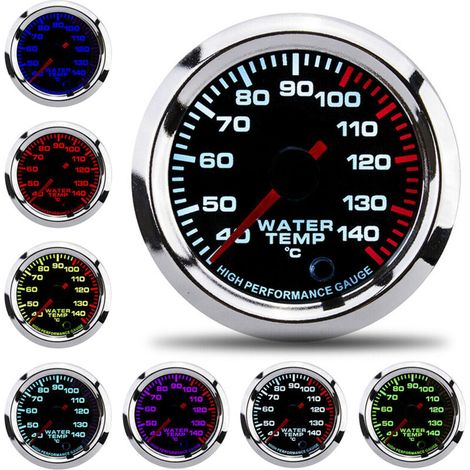 Indicatore universale della temperatura dell'acqua, display LED a 7 colori, 52 mm, 12 V con sensore, 40-140℃ (1/5)