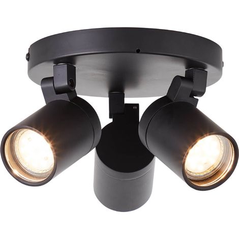 Brilliant Spot Alessia 3-flammes noir mat métal/verre 3x LED, GU10, 5 W, Convient aux ampoules LED (non incluses) (1/3)