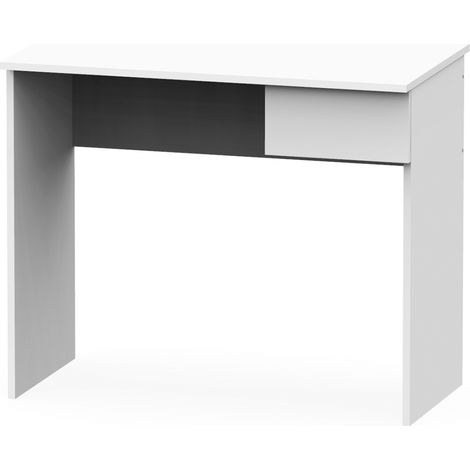 Bureau avec tiroir coloris blanc - Hauteur 75 x Longueur 90 x Profondeur 50 cm -PEGANE- (1/4)