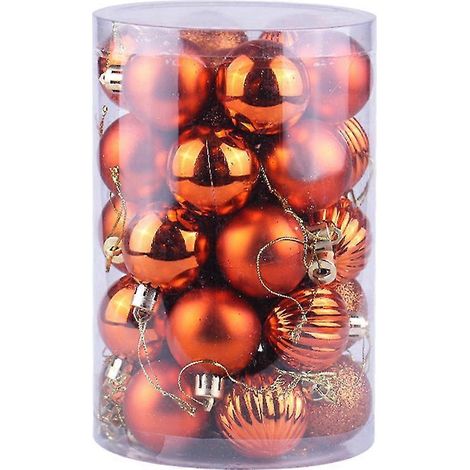 34 boules de Noël, petites décorations de sapin en plastique de 4 cm, orange (1/5)