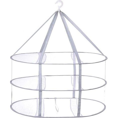 Filet de séchage pliable en maille avec 3 niveaux pour pull, délicat, maillot de bain, t-shirt, fruits secs, surface de séchage coupe-vent en maille avec bande de fixation robuste