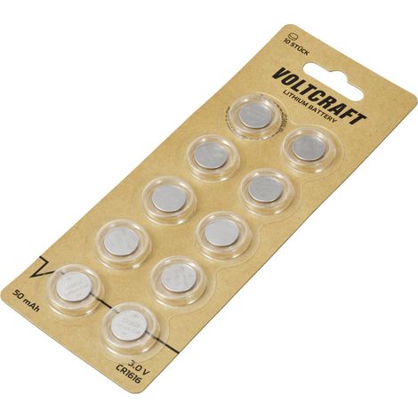 VOLTCRAFT Pile bouton CR 1616 3 V 10 pc(s) 50 mAh lithium VC-11888550