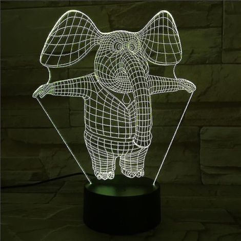 Veilleuse LED éléphant 3D pour chambre d'enfant