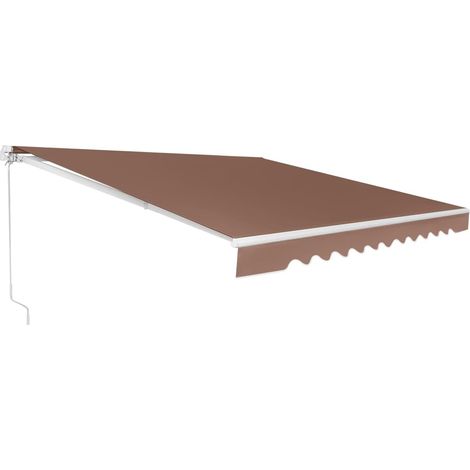 GOPLUS Store Banne Manuel 3Mx2,5M, Auvent de Terrasse Extérieur et Tissu Résistant aux UV avec Manivelle et Angle Réglable 5-35°pour Patio,Balcon,Terrasse (Marron,3x2,5M)