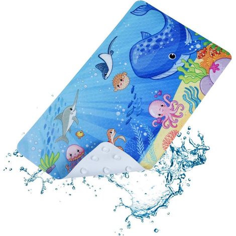 Badewannenmatte rutschfest für Kinder, 40x70cm, Cartoon Meeresmotiv, BPA-frei, maschinenwaschbar (1/5)