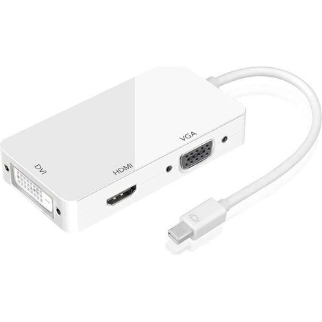 ALLIANDIS Ozvavzk Mini Displayport vers HDMI Vga Dvi câble adaptateur 1080P 3-en-1 Thunderbolt Mini DP vers HDMI Vga convertisseur, pour Macbook Microsoft Lenovo Thinkpad Carbon Touch Helix (blanc) (1/5)