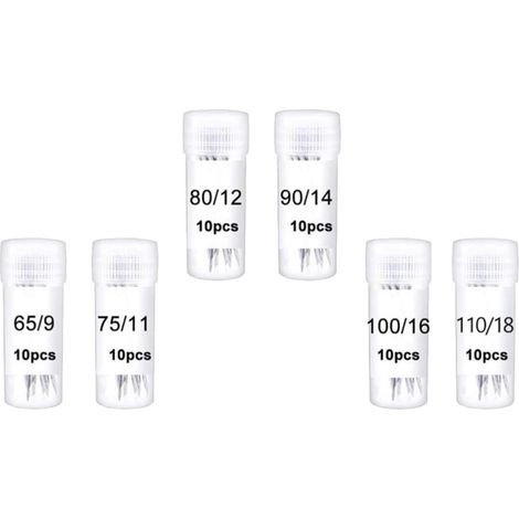 60 Pièces Aiguilles à Coudre pour Machine à Coudre, Aiguilles à Bille Robustes Ha-9/11/12/14/16/18, Acier Inoxydable Argenté, Boîte de Rangement, pour Quilting et Travaux (1/5)