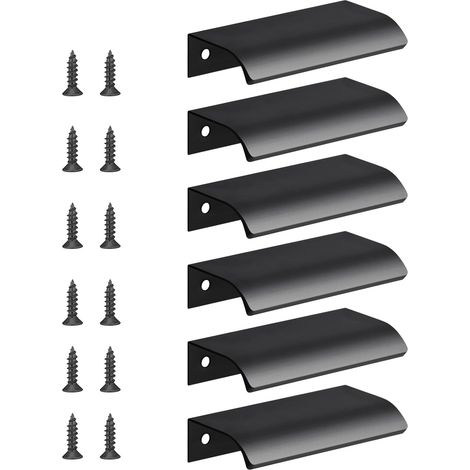 6 Schrankgriffe, unsichtbare Möbelgriffe für Schubladen, verdeckte Türgriffe, flächenbündige Griffe für Schubladen, Schranktüren und Kommoden, Lochabstand: 64 mm