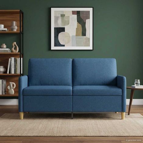 Canapé 2 places avec rangement bleu, polyester, 152 x 78 x 87 cm - PANGIVO (1/5)