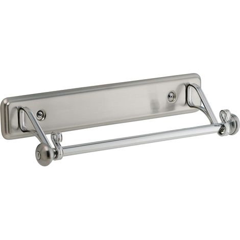 iDesign Portarotolo cucina, Porta rotoli cucina in metallo dal design elegante, Pratico e discreto portarotolo cucina da parete per carta assorbente, argento (1/4)