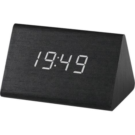 Horloge en bois multifonctionnelle à LED, réveil électronique, D-- (1/5)
