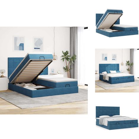 Cadre de lit ottoman avec matelas bleu foncé 200x200 cm velours - Lit Ottoman - Lits Ottomans - Cadre De Lit - Cadre De Lit Avec Rangement (1/5)