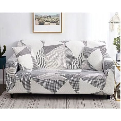 Housse de canapé - 1-2-3-4 Places - Gris - Extensible - Déhoussable - Lavable