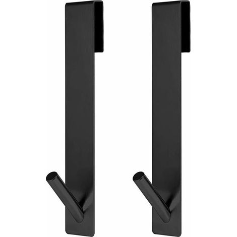 Crochets de Porte de Douche, Acier Inoxydable Crochets de Suspension pour Sans Perage sur Porte de Douche sans Cadre pour Salle de Bain-Noir (1/4)