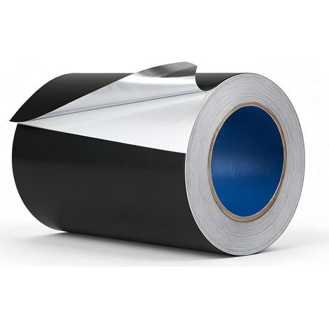 Ruban Adhésif Aluminium Noir 200 mm x 50 m, Épaisseur 0,07 mm – Scotch Haute Temperature avec Pellicule de Protection, isolant Thermique y Imperméable, Scotch Pare Vapeur pour Conduits