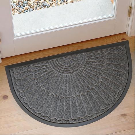 1 Paillasson,semi-circulaire,tissu polyester,fond caoutchouc 5mm,antidérapant,cuisine intérieur extérieur