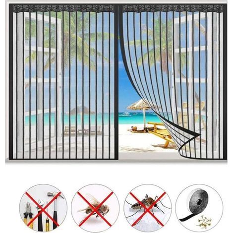 Moustiquaire magnétique pour fenêtre 100 x 100 cm – Filet anti-moustiques avec fermeture automatique, installation facile sans perçage, tissu polyester serré – Noir (1/5)