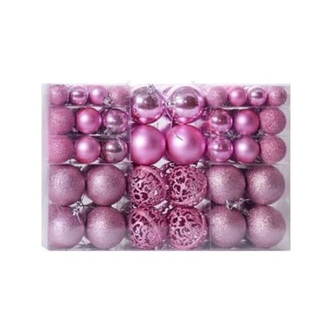 100 pieces of sturdy plastic Christmas balls, Christmas decorations for indoors and outdoors, pink tree decorations (1/4)