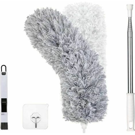 Plumeau Poussière,Plumeau Télescopique,Plumeau Microfibre avec Poignée en Acier Inoxable,Plumeau Lavable Parfait pour Éliminer la Poussière chez Vous ou dans Votre Voiture (1/5)