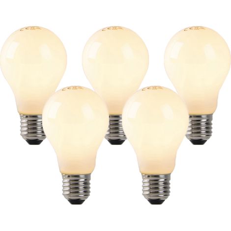 QAZQA Set of 5 E27 LED Flame Filament Bulbs Opal Glass 3W 250LM