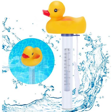 Swimming Pool Thermometer, Burst Resistant Duck Shaped Floating Water Thermometer with Rope for Swimming Pool Jacuzzi Pond Indoor and Outdoor (1/5)