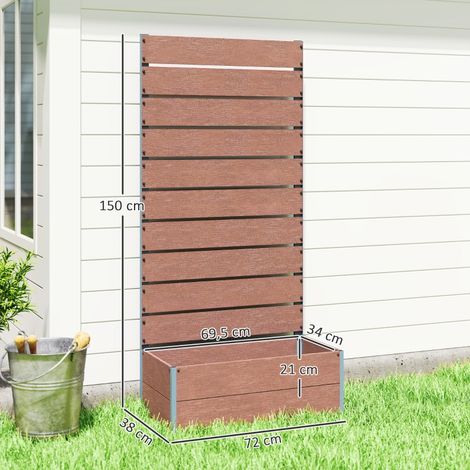 Jardinière avec treillis plantes grimpantes légumes 72x38x150cm marron clair (1/4)