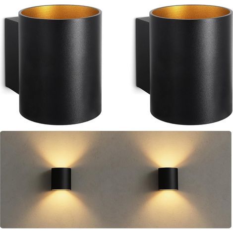 – Set mit 2 TUANI Wandleuchten in Schwarz und Gold Auf- und Abwärtsleuchte mit G9-Fassung Moderne runde Innenleuchte (1/5)