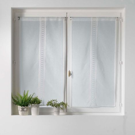 Paire de Voilages "Crochettina" 60x90cm Blanc