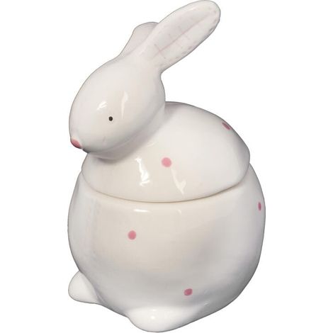 Statuetta pasquale - Contenitore in ceramica a forma di coniglietto, bianco, 13 cm (1/3)