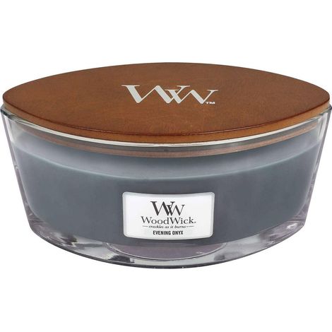 Duftkerze Woodwick Ellipse Evening Onyx 50 Stunden Glas Holz