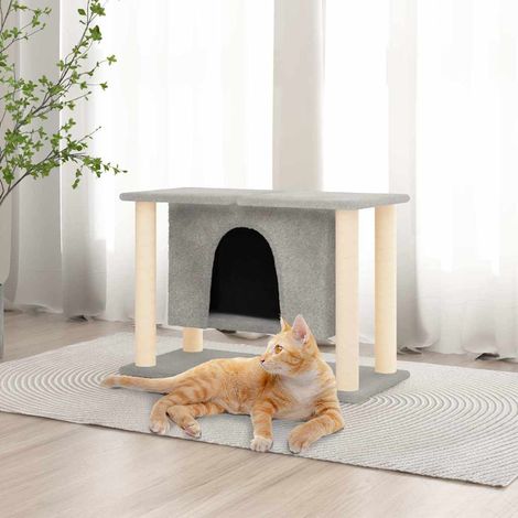 vidaXL Rascador para gatos con postes de sisal gris claro 190 cm (1/5)