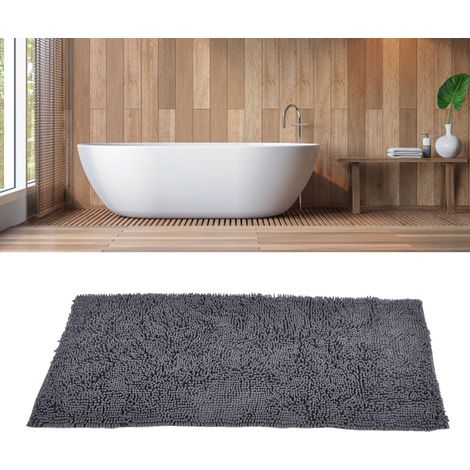 Tapis de bain en chenille à poils courts, absorbant et antidérapant, tapis de chevet, 50 × 120 cm (1/5)