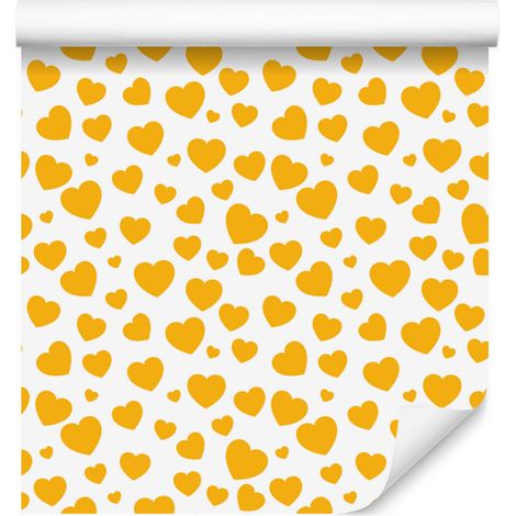Papier peint Cœurs Crème, Blanc et Or 50x1000 cm (1/5)