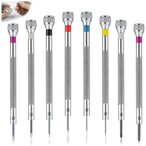 Kit de tournevis de précision 8 pièces 0,6-1,6 mm, tournevis de montre pour réparation, tournevis de montre, tournevis de lunettes, outils de réparation d'horloger, mini tournevis pour verres de (1/5)