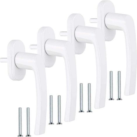 4 Pièces Poignee Fenetre, Poignee Fenetre PVC sans Cylindre de Fermeture avec 8 Vis, PoignéE de FenêTre Blanche en Aluminium Longueu 35 Mm pour FenêTres, Portes Balcon Et Maison (1/4)