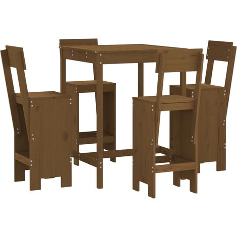 Maison Exclusive - 5-tlg. Gartenbar-Set Honigbraun Massivholz Kie